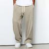 Mens Loose Waffle Knit Wide Leg Jogger Pants Casual Stretch Trousers Daily Wear