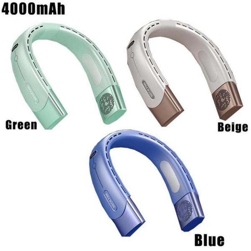 Ventilator portabil pentru gât cu semiconductor de răcire, reîncărcabil, 4000 mAh, fără lame, fără lame, pentru gât (1200/4000mAh două dimensiuni)
