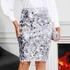 Women Skirt High Waist Shiny Sequin Decoration Slimming Leg Shape Office Lady Skirt Daily Work Party Wear