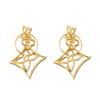 18K Gold Plated Rhombus Floral Earrings with Silver Needle - Stylish Metallic Design for Women