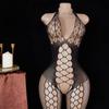 Women Sexy Fishnet Bodysuits Erotic Lingerie Transparent Open Crotch See Through Bodystockings Mesh Long Socks Female Underwear