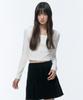 Woman Women'S Slim Crop Square Neck Long Sleeve T-Shirt [Cream]
