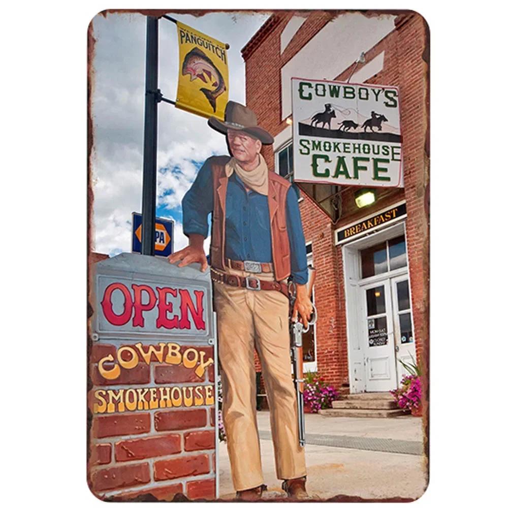 Καουμπόι Τζον Γουέιν Vintage Shabby Chic Metal Λευκοσίδηρος Ταινίες με αφίσα Μεταλλικές σιδερένιες επιγραφές Ρετρό Παμπ Μπαρ Κινηματογράφου Διακόσμηση τοίχου 20x30 εκ.