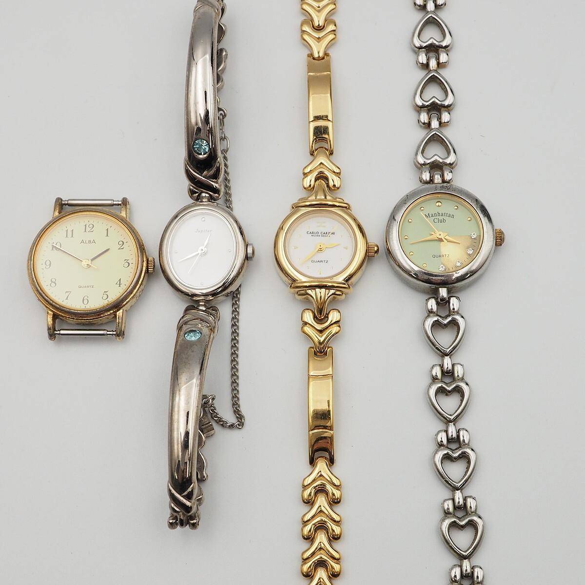 Ladies watch 4-piece set SEIKO ALBA V233-0030/ ORIENT Jupite 0537-30 / Manhattan Club / CARLO CARDINI C-26