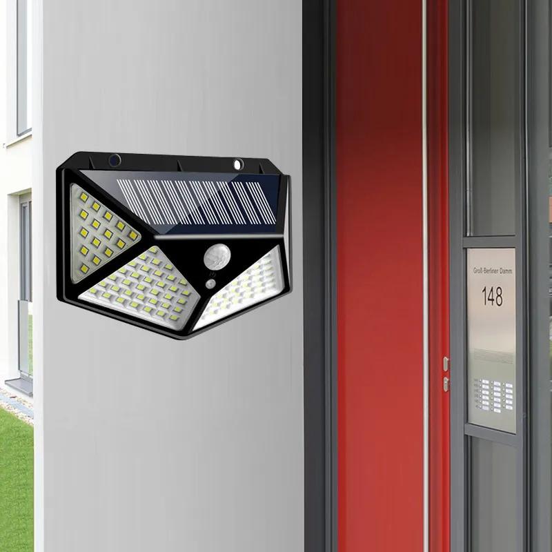 Outdoor Solar Street Light 100 Led Solar Wall Lamp Motion Sensor Garden Fence Lights IP65 Waterproof Solar Porch Wall Lamp