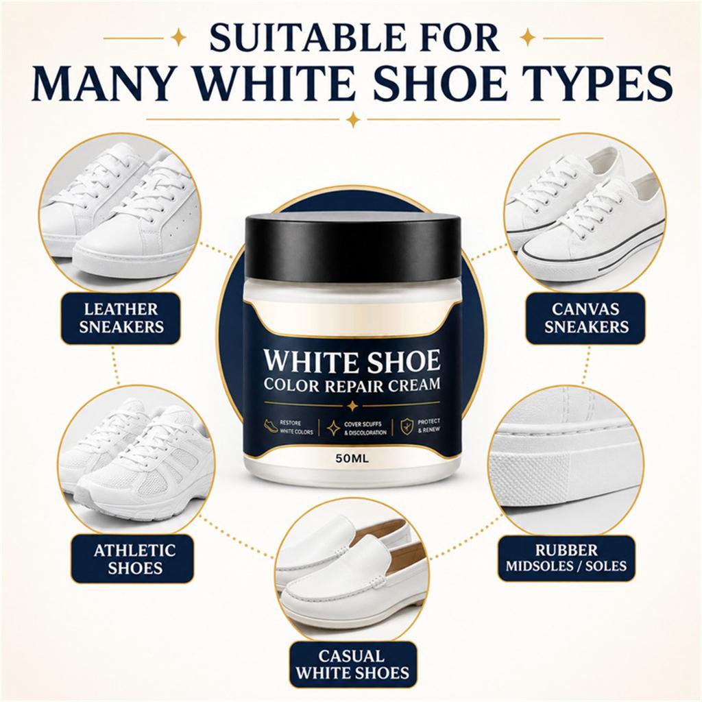 Shoe Color Cream for - Restores Whiteness, Covers Scuffs and Stains, Easy To Apply