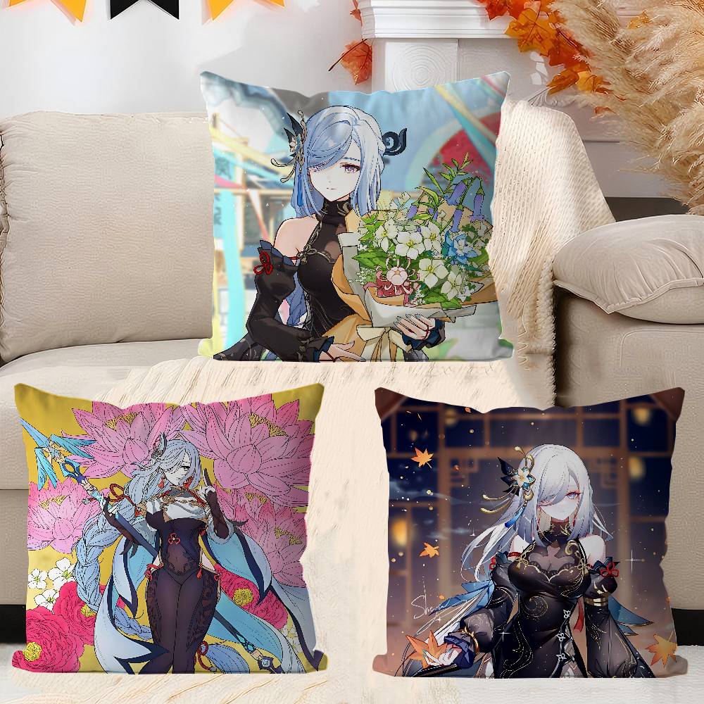 Game S-Shenhe 45*45cm Cushion Cover Pillow Cover Decor Pillowcase Home Pillowcase For Couch Pillow