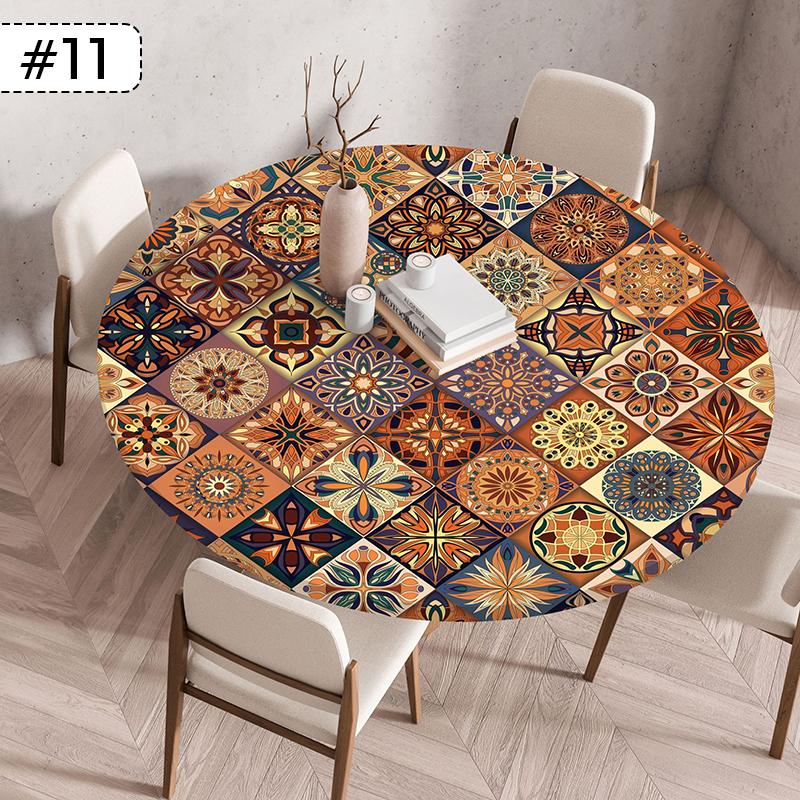 60/90/120Cm Round Table Cover Nordic Waterproof Oil-Proof Tablecloth Elastic Kitchen Dining Wedding Party Table Cover Home Decor