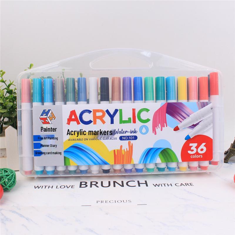 Acryl-Marker Stift Set - 12, 24 oder 48 Farben für Stoff, Keramik und Holz, Wasserdichte Farbe Stifte