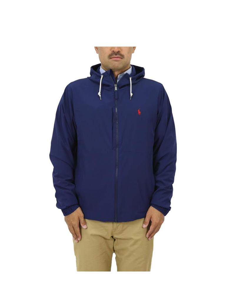 POLO RALPH LAUREN Men’s Performance Stretch Zip-Up Windbreaker Jacket, Navy, Size L, Lightweight Active Outerwear (01010007)