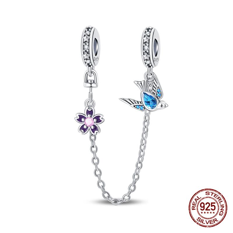 Original 100% 925 Silver Star Moon Safety Chain Fit 925 Original Bracelet & 3mm Bracelet DIY Jewelry Making Women Gift