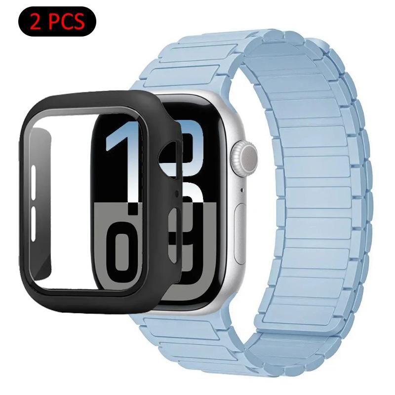 Silicone Strap+Case For Apple Watch Ultra 3/2/1 49mm 11 10 46mm 42mm Magnetic Band iWatch 9 8 7 45mm 41mm 6 5 SE 44mm/40mm Cover