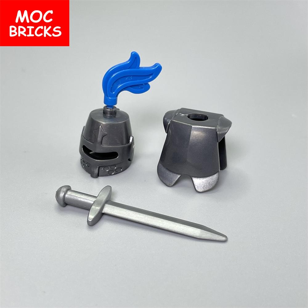 MOC Blocks Medieval Knights Rome Armour sword Soldiers Weapons Helmet Action Figure Learning Accessories Construction Block Toy