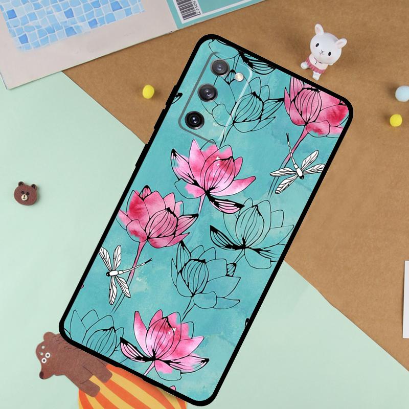 Lotus Flower Soft Case For Samsung Galaxy S24 Ultra S9 S10 S20 S22 S21 Plus S23 FE S25 Ultra Funda Cover
