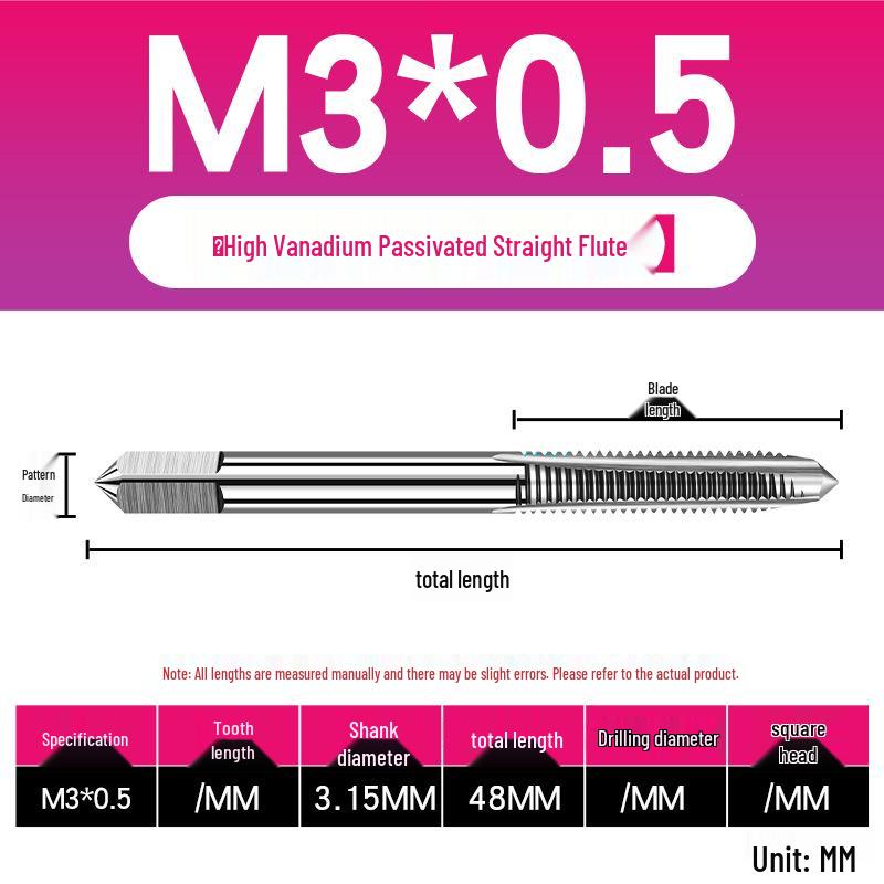 UMLO High Vanadium Spiral Tap Machine for M3-M10 Stainless Steel Tapping