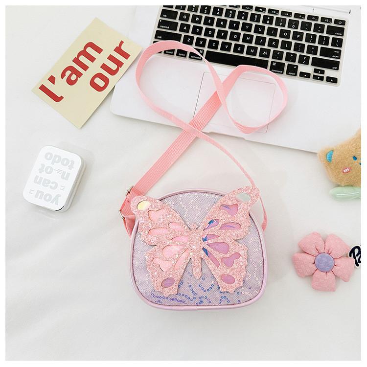 Sparkling Decoration Bow Solid Color Children Shoulder Bag For Use Daily