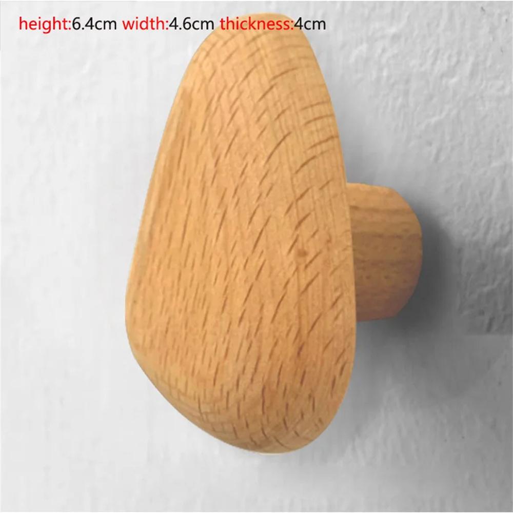 Pebble Shaped Wall Mounted Coat Hook Natural Wood Clothes Hanger Decorative Key Hat Scarf Handbag Storage Hanger Bathroom Rack