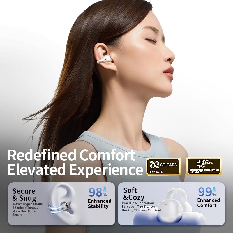 Luxury Leather Bag Ear Clip Earbuds Bluetooth Headphones HIFI Sound Earphone Touch Control Wireless Headset Valentine's Day gift