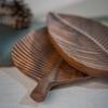 Walnut Wood Leaf Dessert Snack Tray