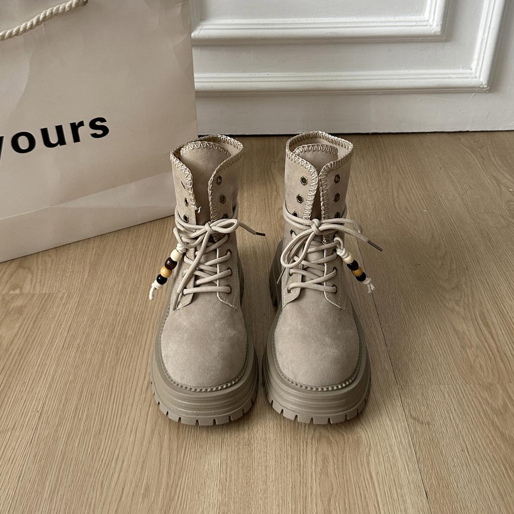 Queen Fan retro British style platform Martin boots women's 2025 new summer high-end heightening short boots