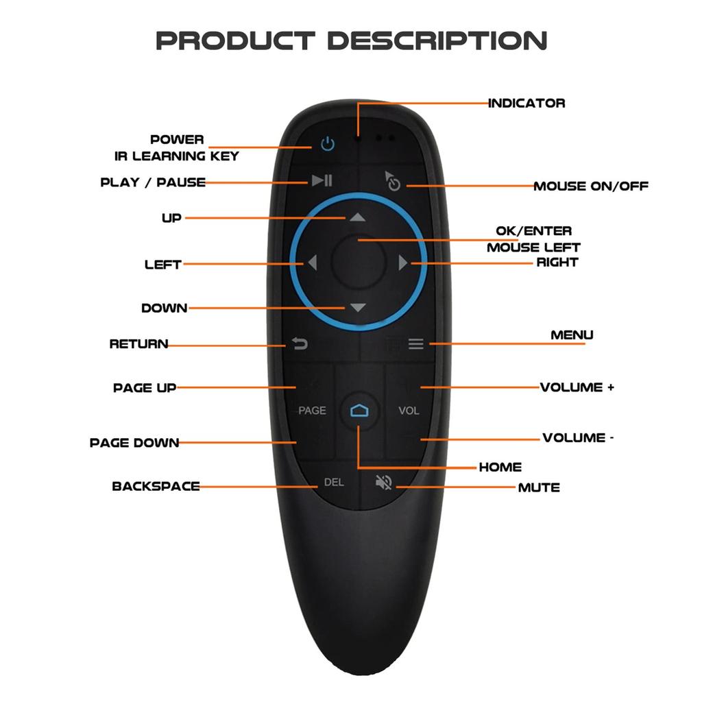Wireless Remote Replacement for G10BTS Bluetooth RF Wireless Mouse Compatible with Infrared for TV Boxes and PCs Control, Remote, Learning, (G10BTS)
