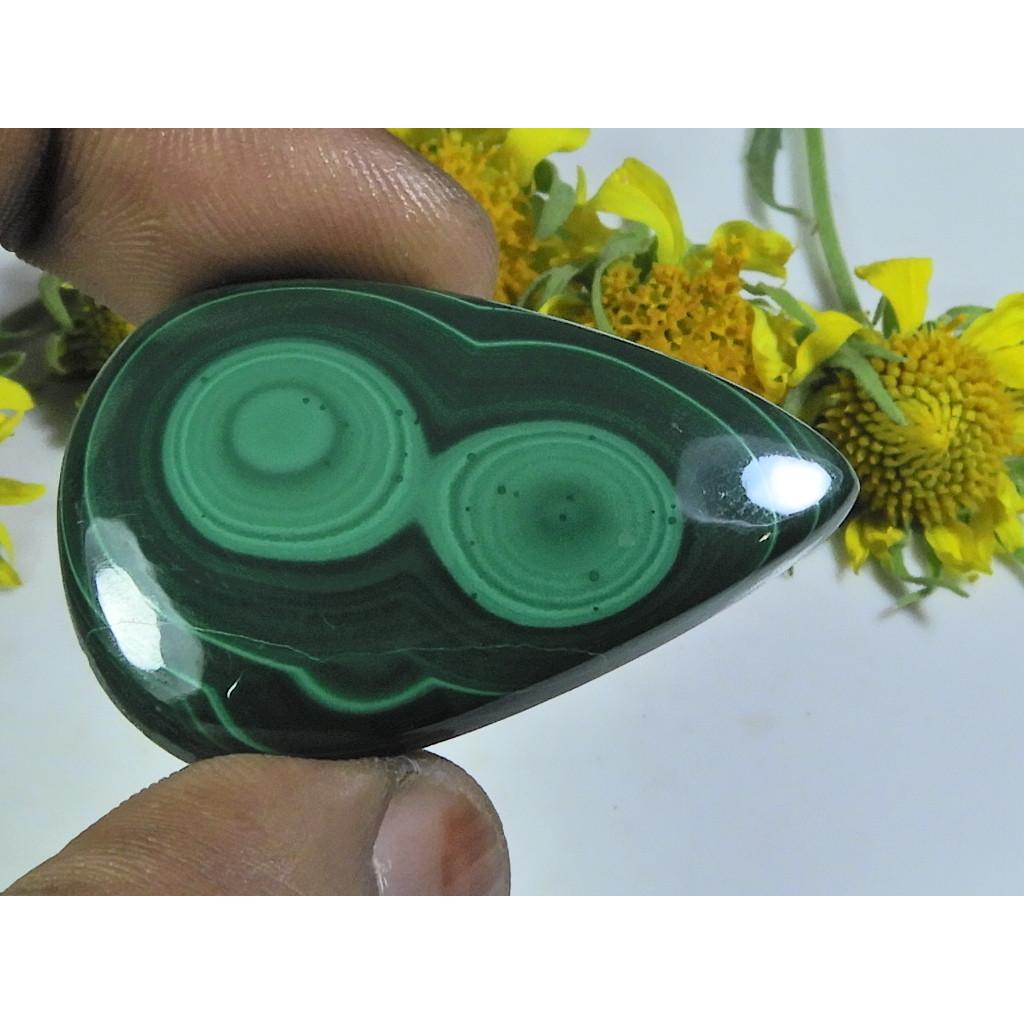 AA++ Natural Green Malachite Pear Cabochon Loose Gemstone 26X40X05MM 62Cts. D-66