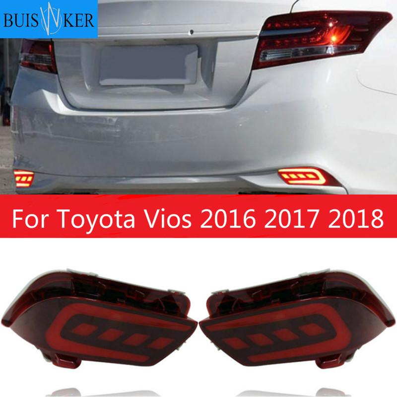 

2 шт. для Toyota Vios 2016 2017 2018 бампер стоп-сигнал указатель поворота сигнальная лампа светодиодный отражатель заднего бампера противотуманные фары