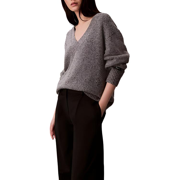 Calvin Klein Loose V-Neck Long Sleeve Sweater Women sweaters LV044D328GAEP