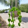 Boho Car Plant Crochet Hanging Basket Ornaments Hand Knitting Potted Hanging Plant Rear View Mirror Pendants Car Decoration