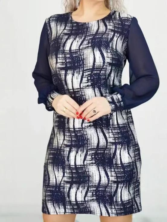2024 Europäisches & Amerikanisches Damen Herbst Karomuster Freizeitkleid