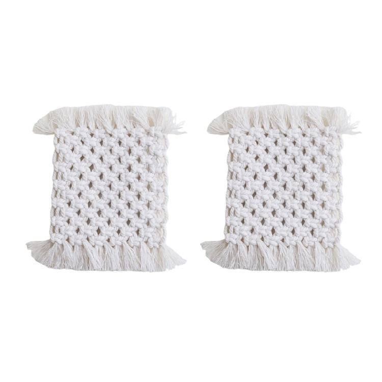 2pcs Crochet Cotton Table Pads Heat Resistant Placemats Colorful Coaster Decorative and Protective Mats for Hot Dishes