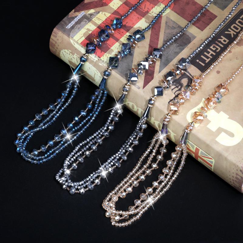 Long Crystal Alluring Necklace For Women Featuring Stylish Geometric Elements Versatility And