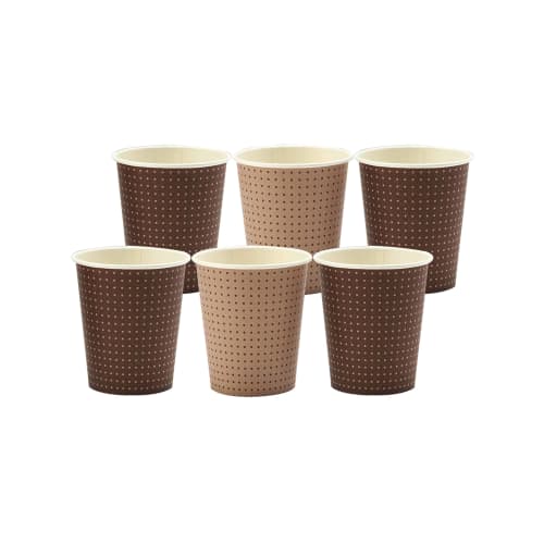 Sunnap Paper Cups, Brown/Beige, 205ml, 100-count x 2-pack, 7.3cm Diameter x 8cm Height, Pointed Dot Pattern, Made in Japan, Easy to Use, Tableware