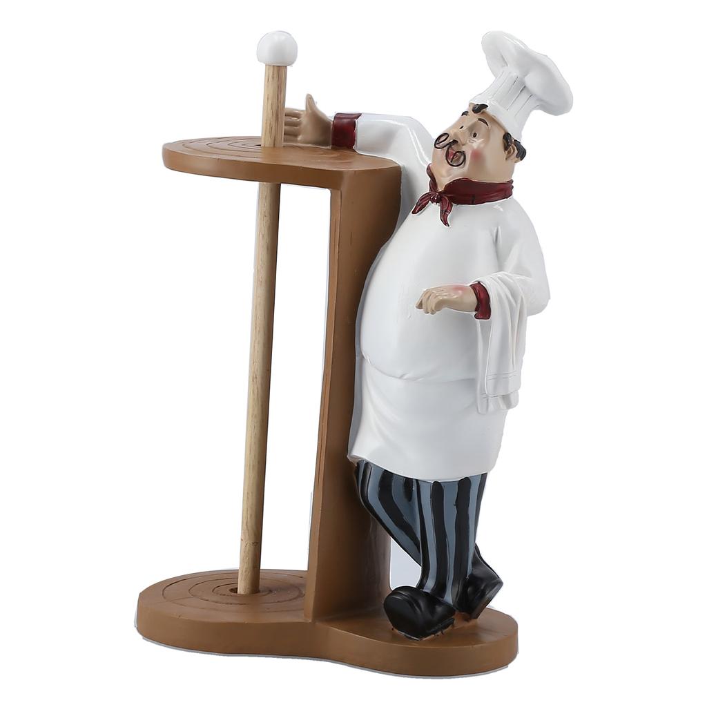 Kuchařská figurka Bytové zařízení Stolní Restaurace Hotel Bar Držák na roli papíru Kuchař Pryskyřičná dekorace