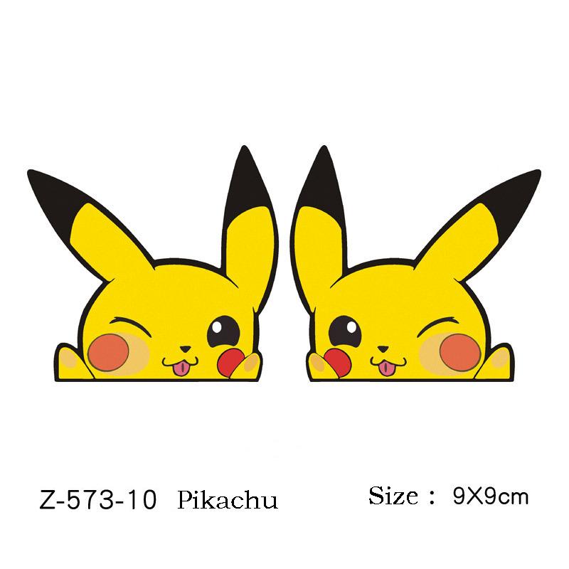 Kawaii Pokemon Pikachu Araba Çıkartmaları Karikatür Stilinde Su Geçirmez Otomatik Cam Sürüş Aynası Çıkartmaları Araba Ön Cam Süslemeleri