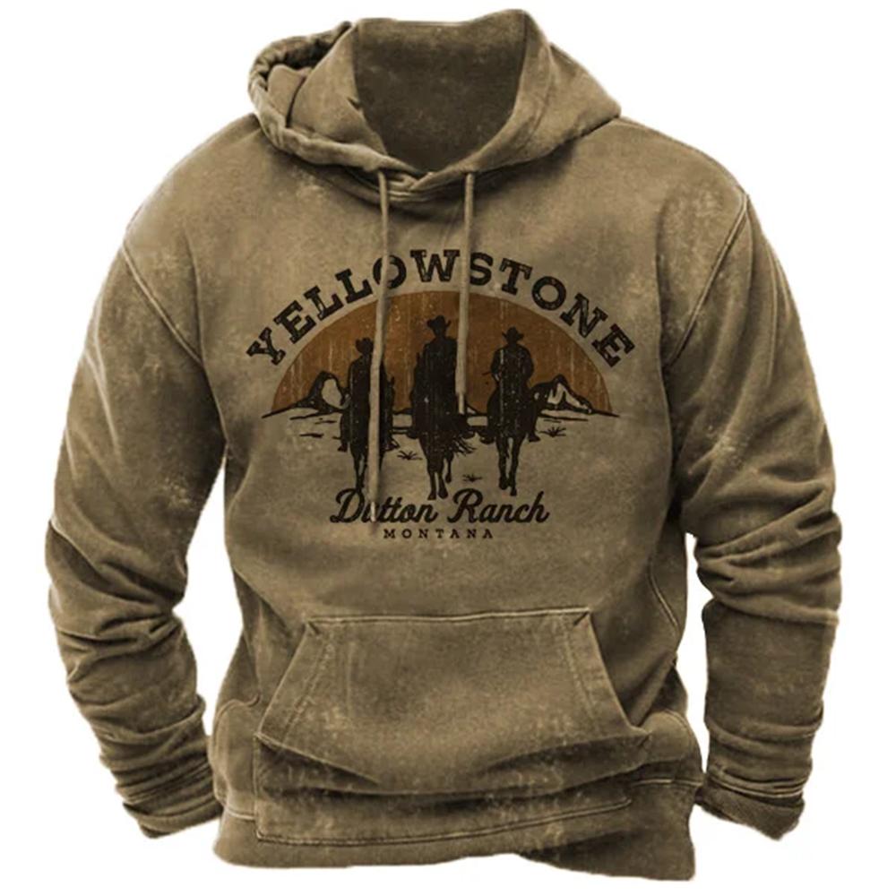 Vintage Contrasting Yellowstone Graphic 3d Print Hoodie Autumn Long Sleeve Man Hooded Sweatshirt Oversized Men Hoodies