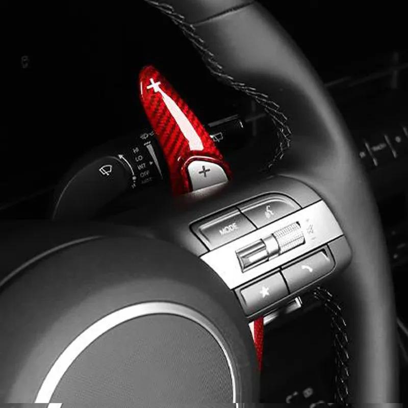 Real Carbon Fiber 2pcs Car Steering Wheel Shift Paddle Extended For Hyundai Kona SX2 2024 Interior Gear Stickers Accessories