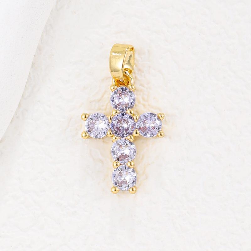 2025 New Stainless Steel Cross Necklace 18K Real Gold Plated Cubic Zirconia Christian Cross Charms Religious Pendant