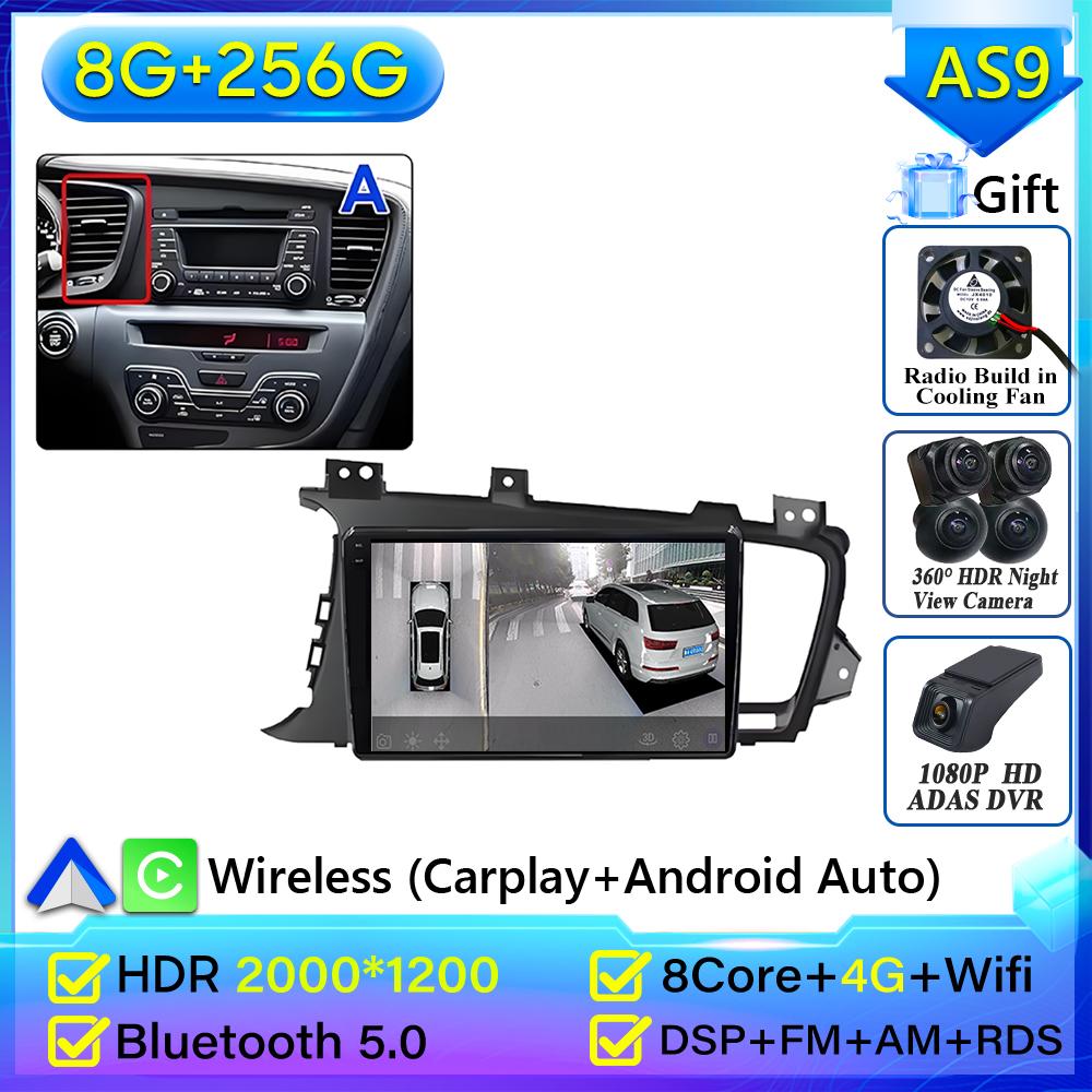 Autoradio Android 16 pour Kia K5 Optima 2011-2015 GPS Android Auto Carplay Wifi 4G Autoradio Stéréo Sans écran 2din DVD