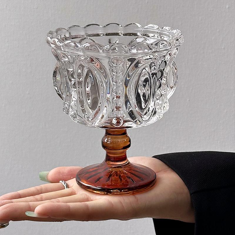 1 ADET Dondurma Trend Tatlı Cam Yoğurt Puding Mus Tatlı Kase Servis Tabağı Yüksek Saplı Cam Parfait Kupası Zarif 11.6x10cm