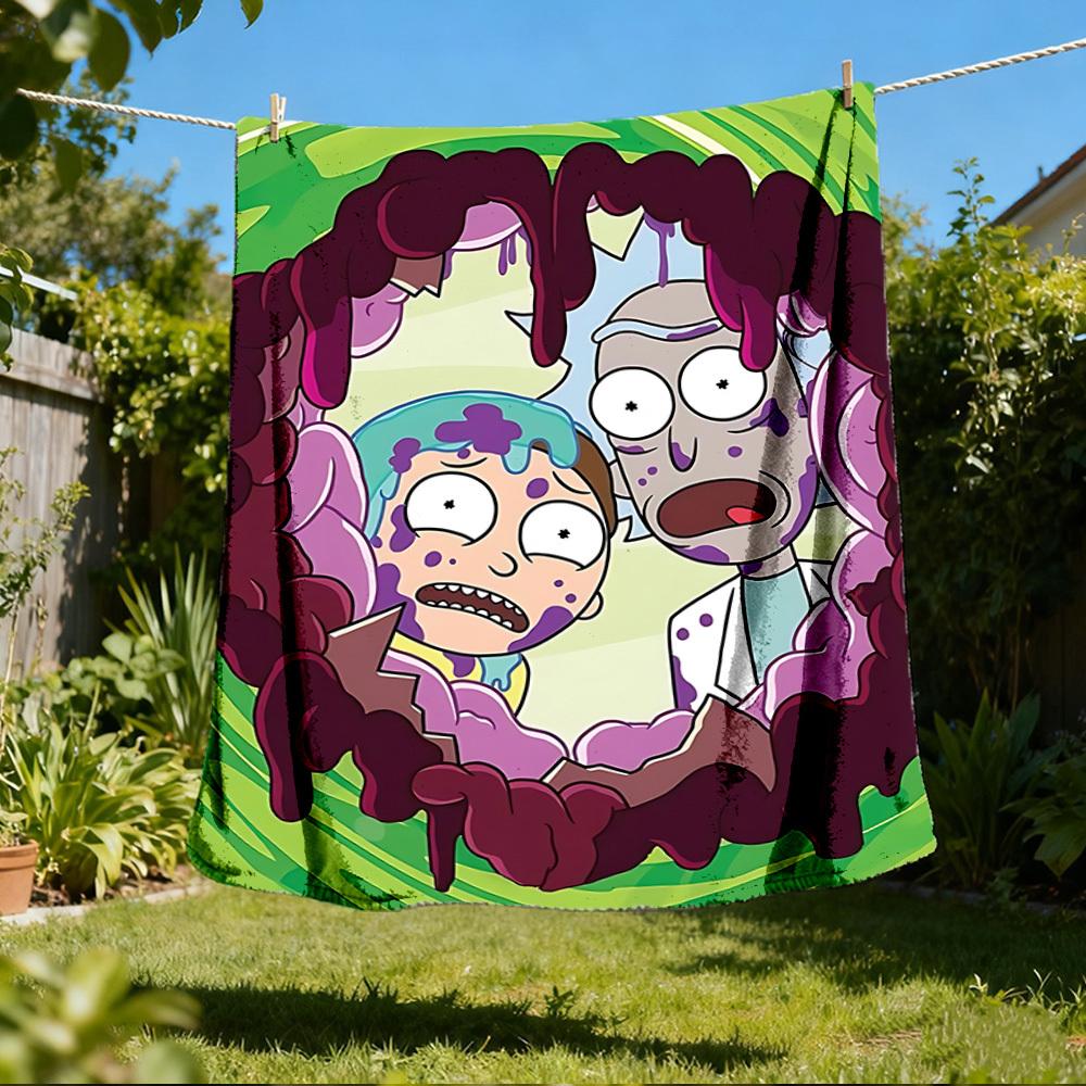 

1 шт. Плед из фланели Rick and Morty для улицы, мягкий, легкий и теплый, для дивана, офиса 80x120cm