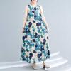 Long Skirt Summer New Sleeveless Round Neck Printed Mid Length Dress