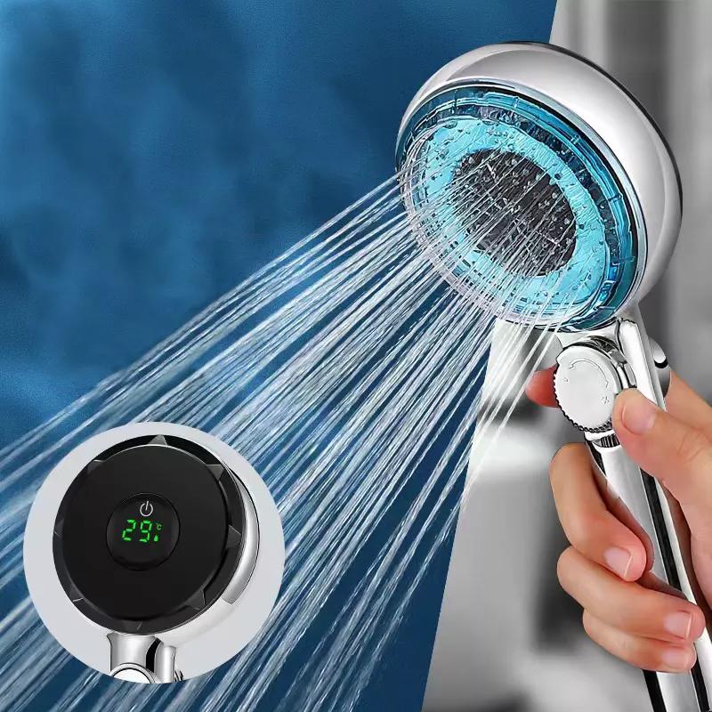 Modern Style Temperature Sensor LED Color-Changing Single Hand Shower Spray Head Eco-Friendly Saving for Home Hotel Bathrooms