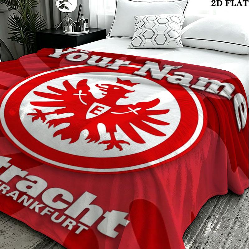 1PC Eintracht Frankfurt Custom Name Patterned Flannel Blanket Suitable For All Seasons for Home Decor Warmth and Comfort Gifts Holiday Present