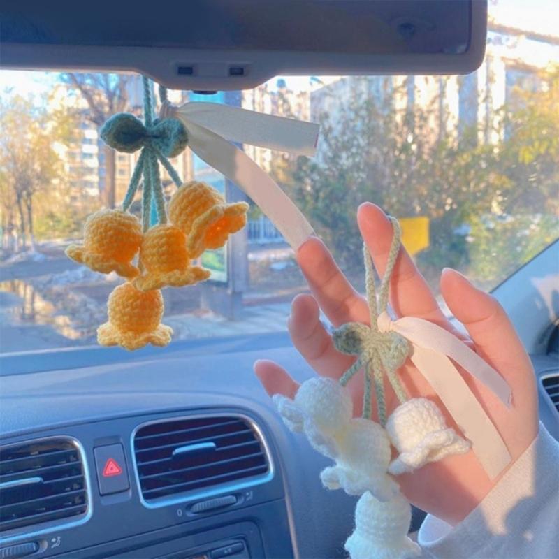 Hanging Decors Cute Bellflower Ornament for Backpacks Keychains Knitted Pendant