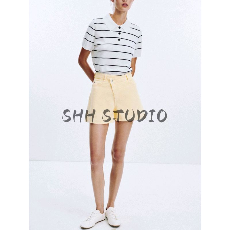 Summer New Product Women's Clothes Fashion Fashion Casual Asymmetric Design High Waist A- line Denim Shorts 5862151