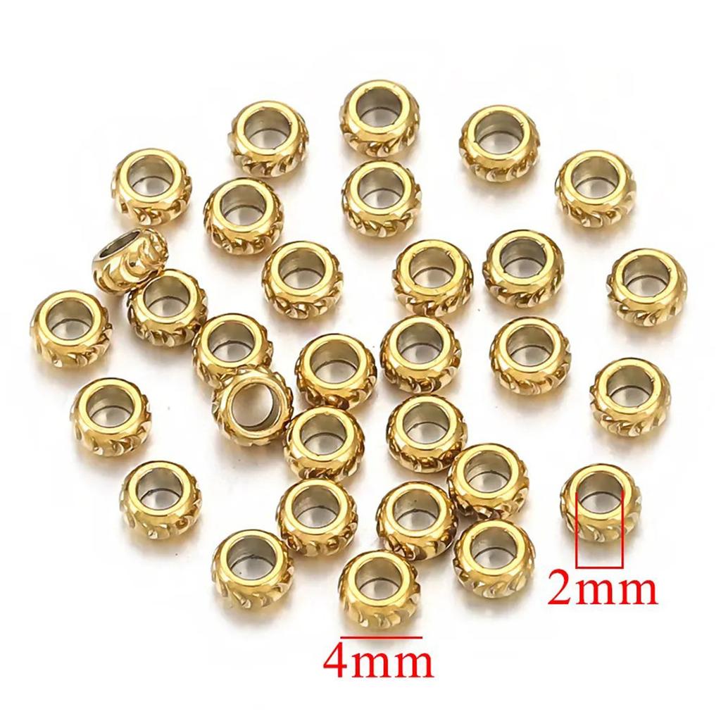 10/20PCS 304 Stainless Steel Beads For DIY Jewelry Making Flat Spacer Beads Round Carved Pattern For Bracelet Diy Jewelry Making