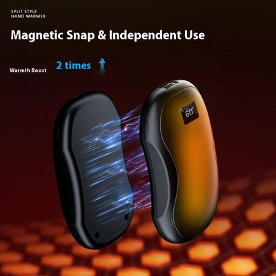 Magnetic Split Hand Warmer 2-in-1 Hand Warmer Mini Digital Display USB Charging Hand Warmer