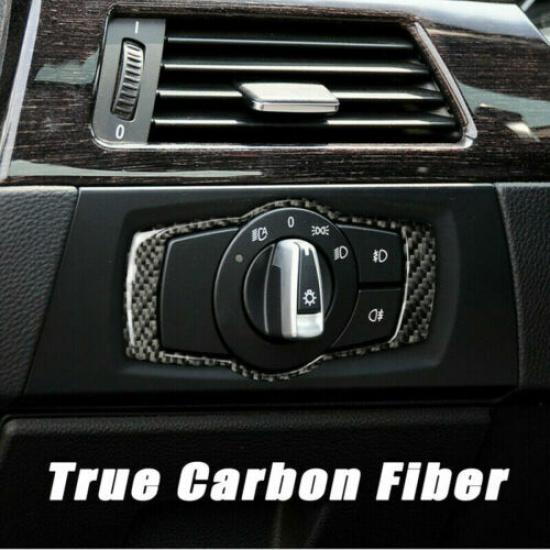 For BMW 3 Series E90 E92 E93 05-12  Carbon Fiber Car Headlight Switch Frame Trim