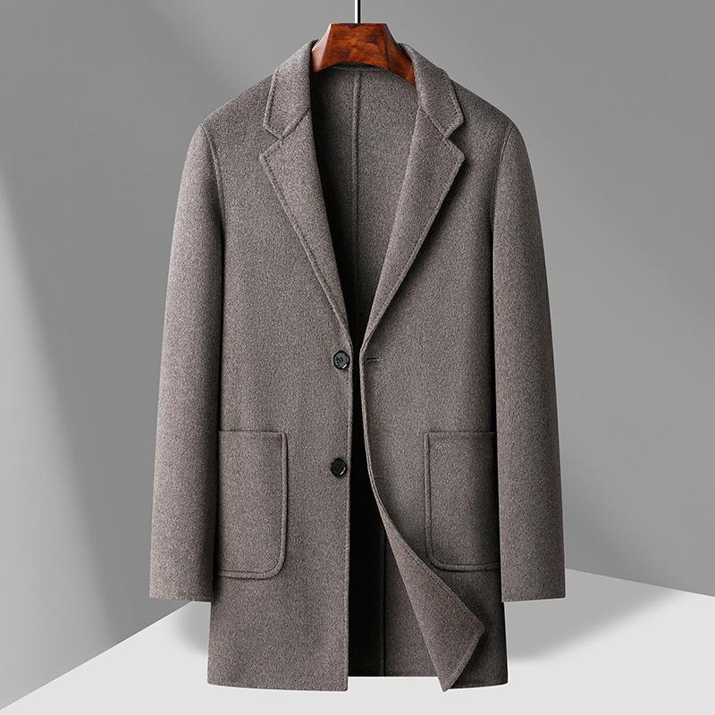 

Осенне-зимнее шерстяное двухстороннее шерстяное пальто, мужское утолщенное шерстяное пальто средней длины, мужская куртка 4XL